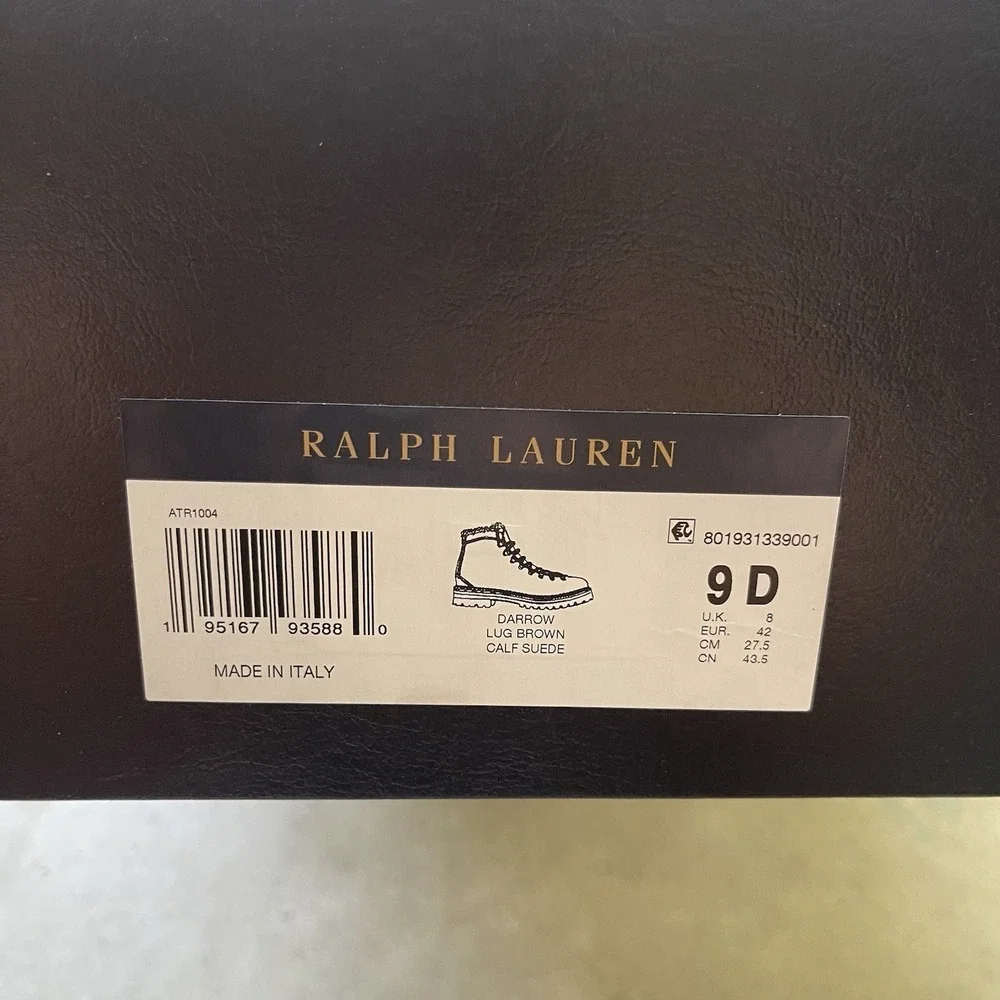 New‎ in Box Purple Label Ralph Lauren Darrow Lug Brown Calf Suede Boots 9D $1895